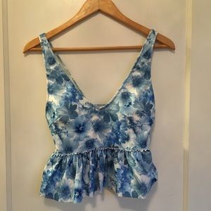 Peplum v-neck floral swim top NEVER WORN